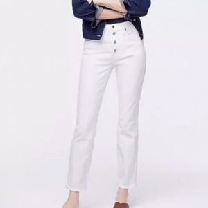 J Crew Vintage High Rise White Button Fly Jeans